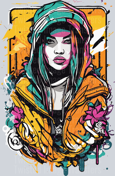 Lady in Hoodie Color Drip