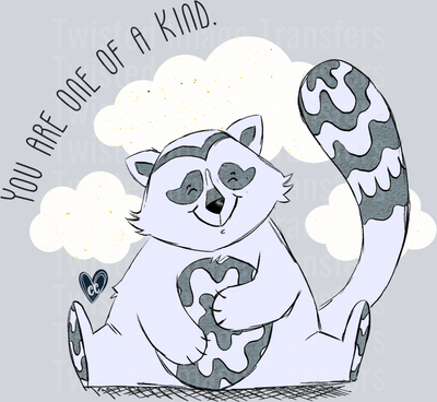 You Are One of a Kind Raccoon in Black and White