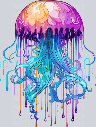 Jellyfish & Blue Color Drip