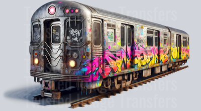 Color Drip Subway Train With Street Art_