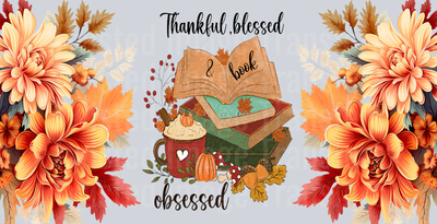 Book Thankful Grateful Blessed 16oz UV DTF Libby Cup Wrap