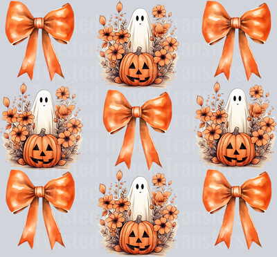 Halloween Coquette Pumpkin With Flower Orange
