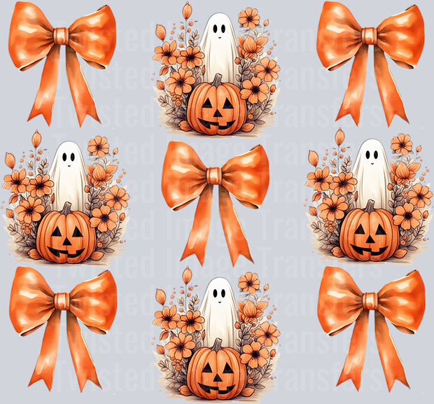 Halloween Coquette Pumpkin With Flower Orange