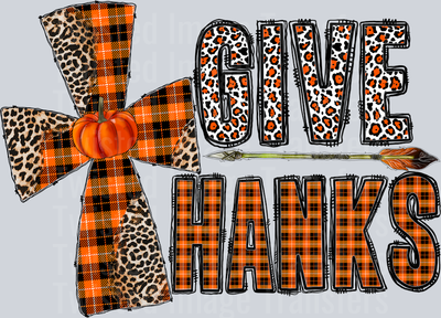 Give Thanks Orange Plaid Cross