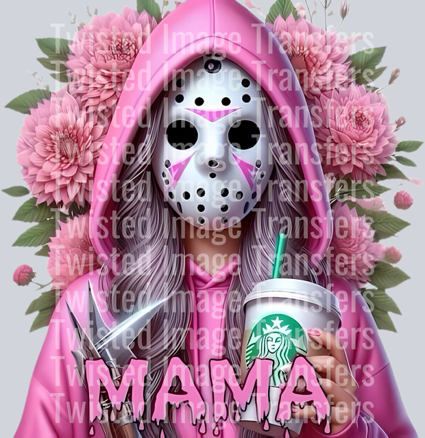 Pink Floral Mama Holding Coffee