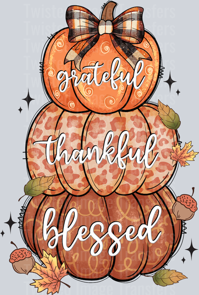 Grateful Thankful Blessed Stacked Pumpkins