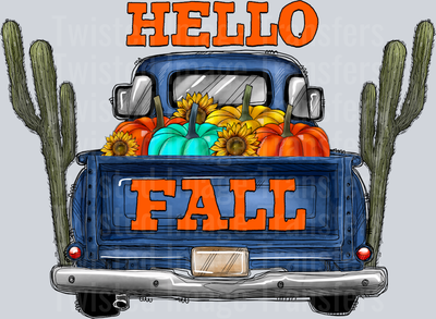 Hello Fall Blue Truck