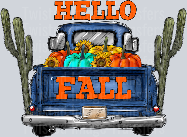Hello Fall Blue Truck