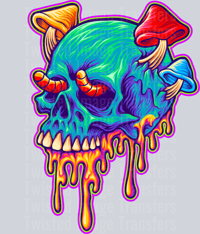 Skull & Worms Color Drip