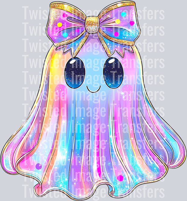 Iridescent Ghost & Gold Trimmed Bow