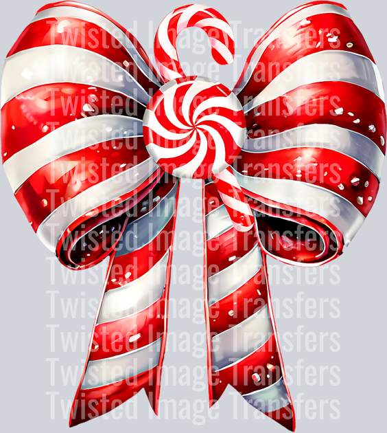 Cane Striped Bow DTF (direct-to-film) Transfer – Twisted Image Transfers