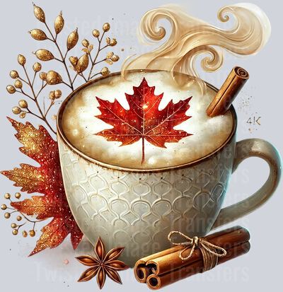 Red Fall Leaf in White Mug