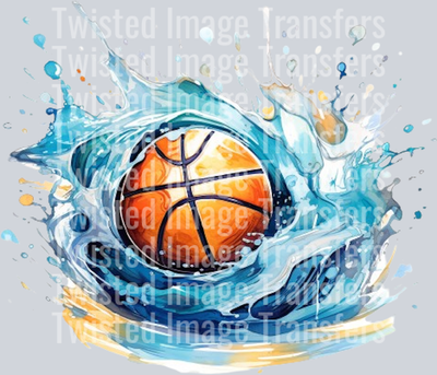Basketball in Blue Color Splash