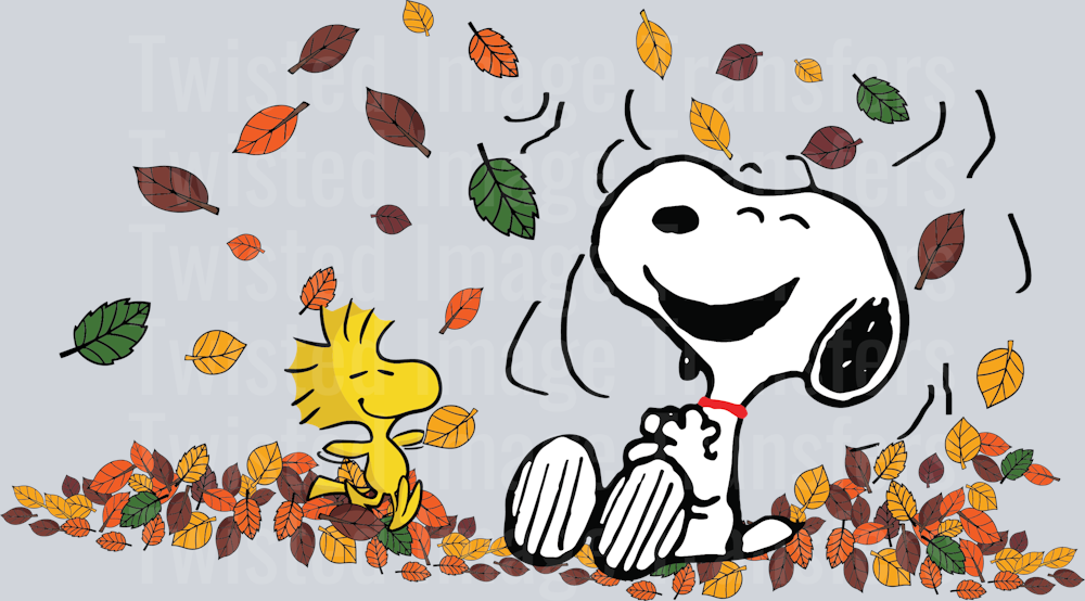 Fall Snoopy With Woodstock Autumn Leaves DTF (direct to film) Transfer ...
