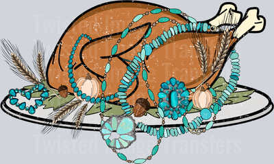Turkey Dinner Dressed With Turquoise