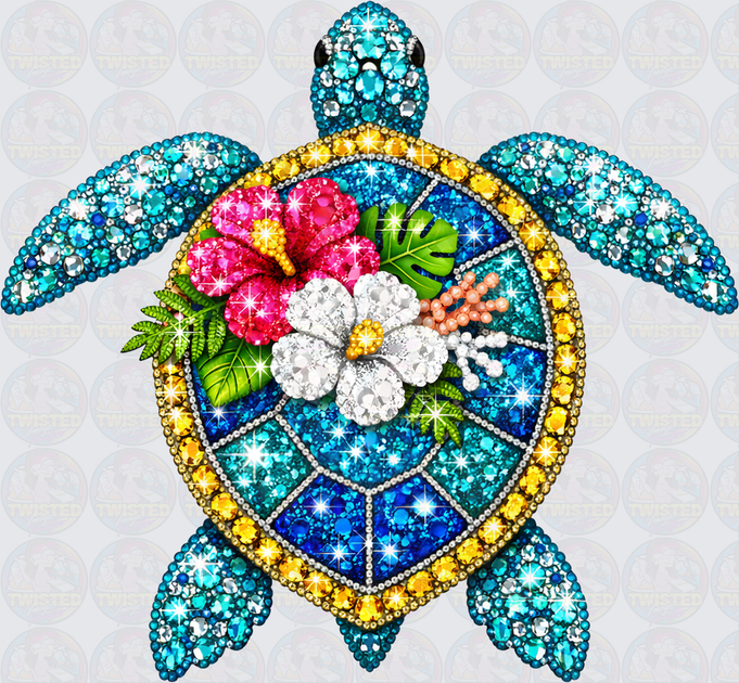 Rhinestone Tropical Sea Turtle DTF (direct-to-film) Transfer – Twisted ...