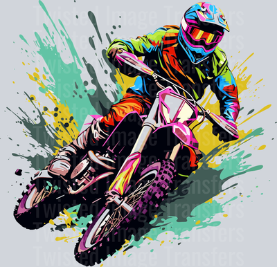 Motor Bike Rider Color Drip