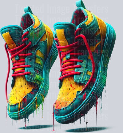 Color Drip Sneakers In Green And Yellow_