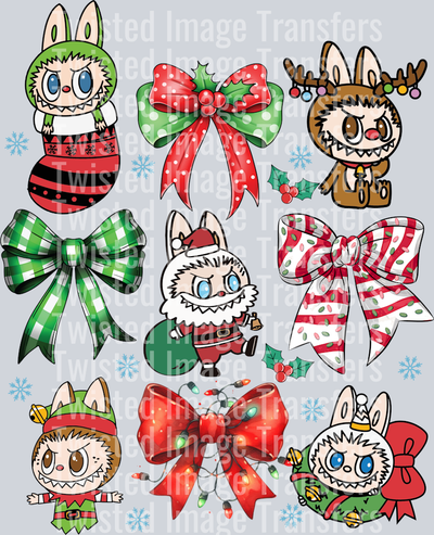 Three Rows Christmas Bows & Dolls
