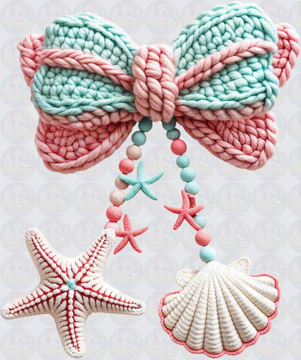 Faux Yarn Bow & Shells DTF (direct-to-film) Transfer – Twisted Image ...