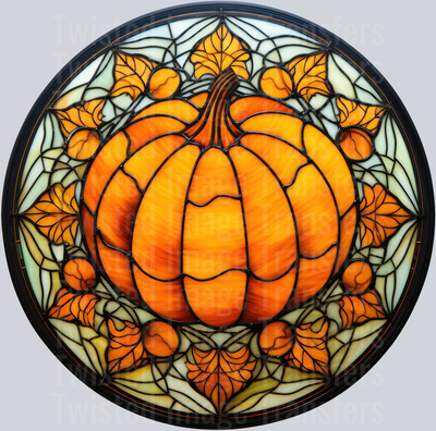 Autumn Stained Glass Large Pumpkin