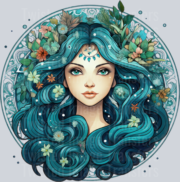 Blue Hair Lady Virgo Zodiac