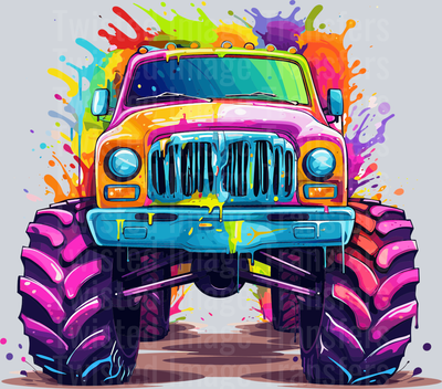 Truck & Purple Tires Color Drip