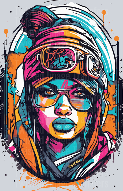 Color Drip Girl in Glasses & Blue Lipstick