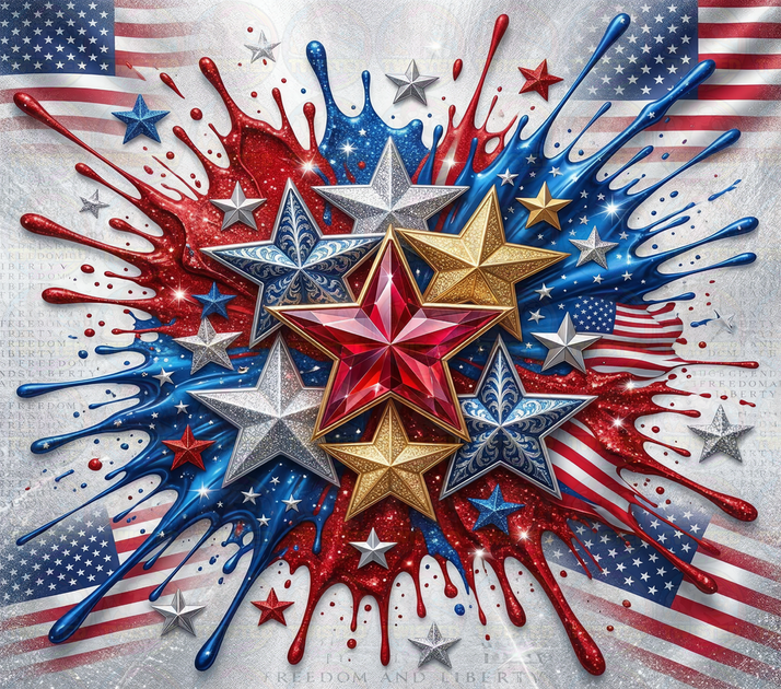 4th of July Paint Splatter UV DTF 20 oz Skinny Tumbler Wrap – Twisted ...