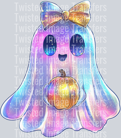 Iridescent Ghost Pumpkin & Bow