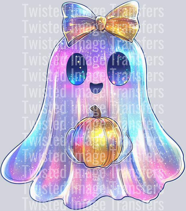 Iridescent Ghost Pumpkin & Bow