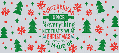 Gingerbread Spice 16oz UV DTF Libby Cup Wrap
