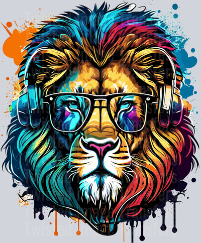 Lion in Beats Color Drip