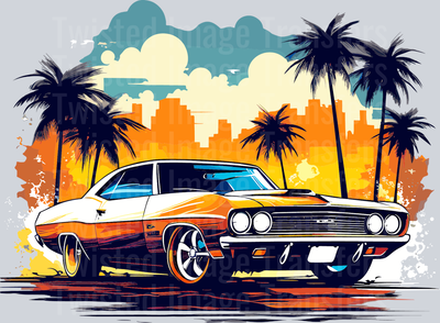 Palm Trees Car Color Drip