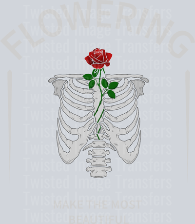 Street Wear Make The Most Beautiful Skeletal Rib Cage With Red Rose