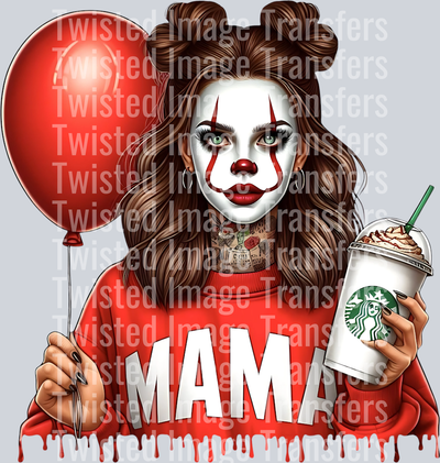 Clown Mama Holding Balloon