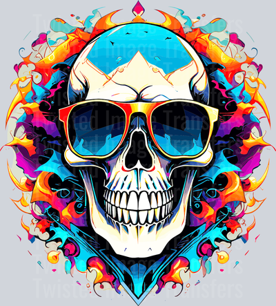 Skull & Flaming Color Drip
