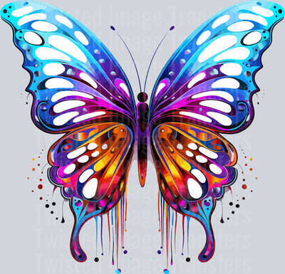 Blue Wings Butterfly Color Drip