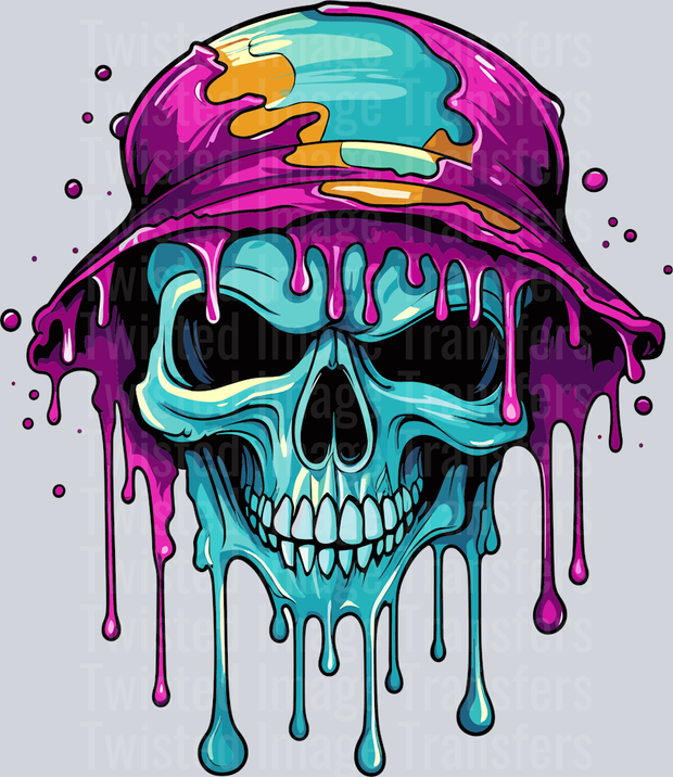 Blue Skull Color Drip