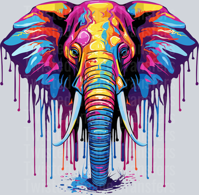 Color Drip Elephant in Blue