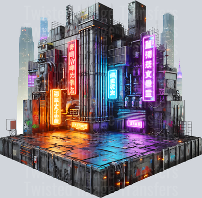 Color Drip Skyscraper Rooftop With City Scape_