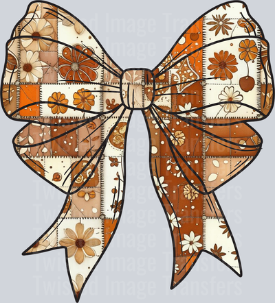 Fall Quilt Bow with Flowers