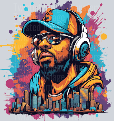 Black Man Blue Hat Color Drip
