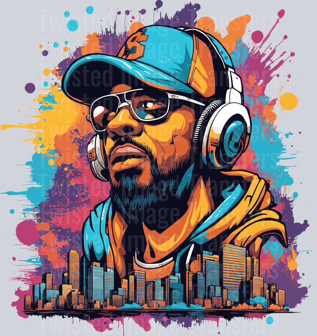 Black Man Blue Hat Color Drip
