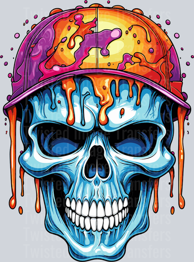 Skull in Cap Color Drip