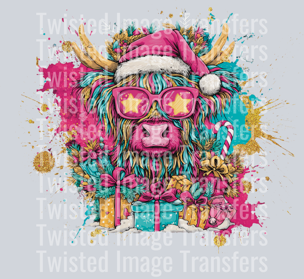 Paint Splash Christmas Cow