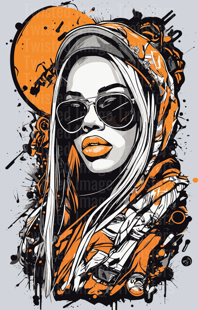 Woman With Orange Lipstick Color Drip