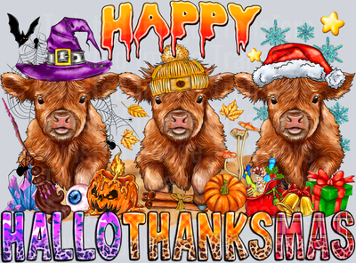 Happy Hallothanksmas Highland Cow