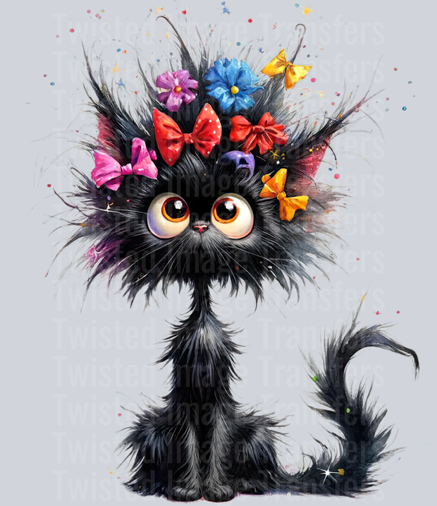 Quirky Black Cat With Flower Halloween_