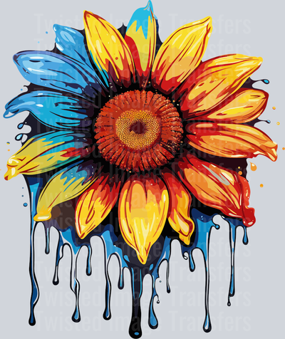 Yellow & Blue Flower Color Drip